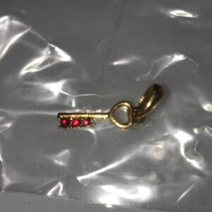 Avon Gold Key Necklace with Red Accents